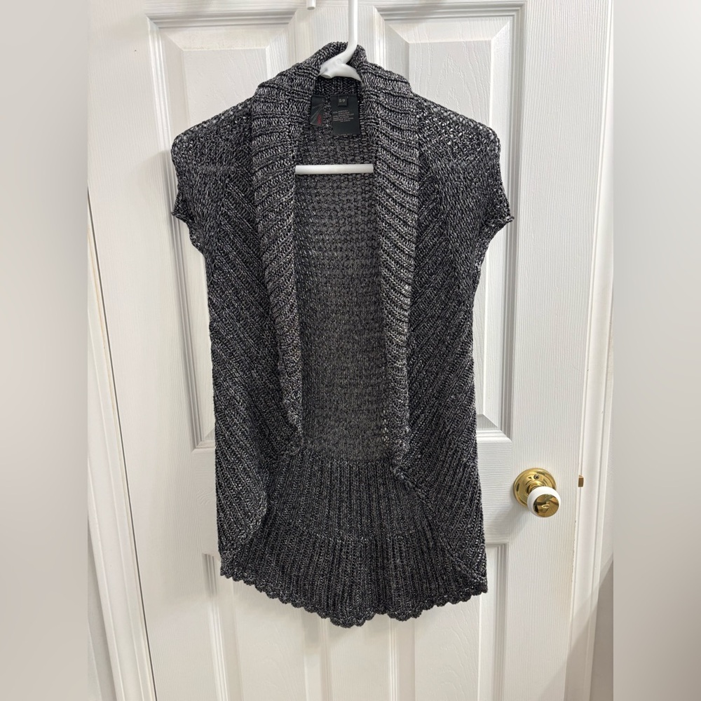 Charcoal Knit Open-Front Cardigan